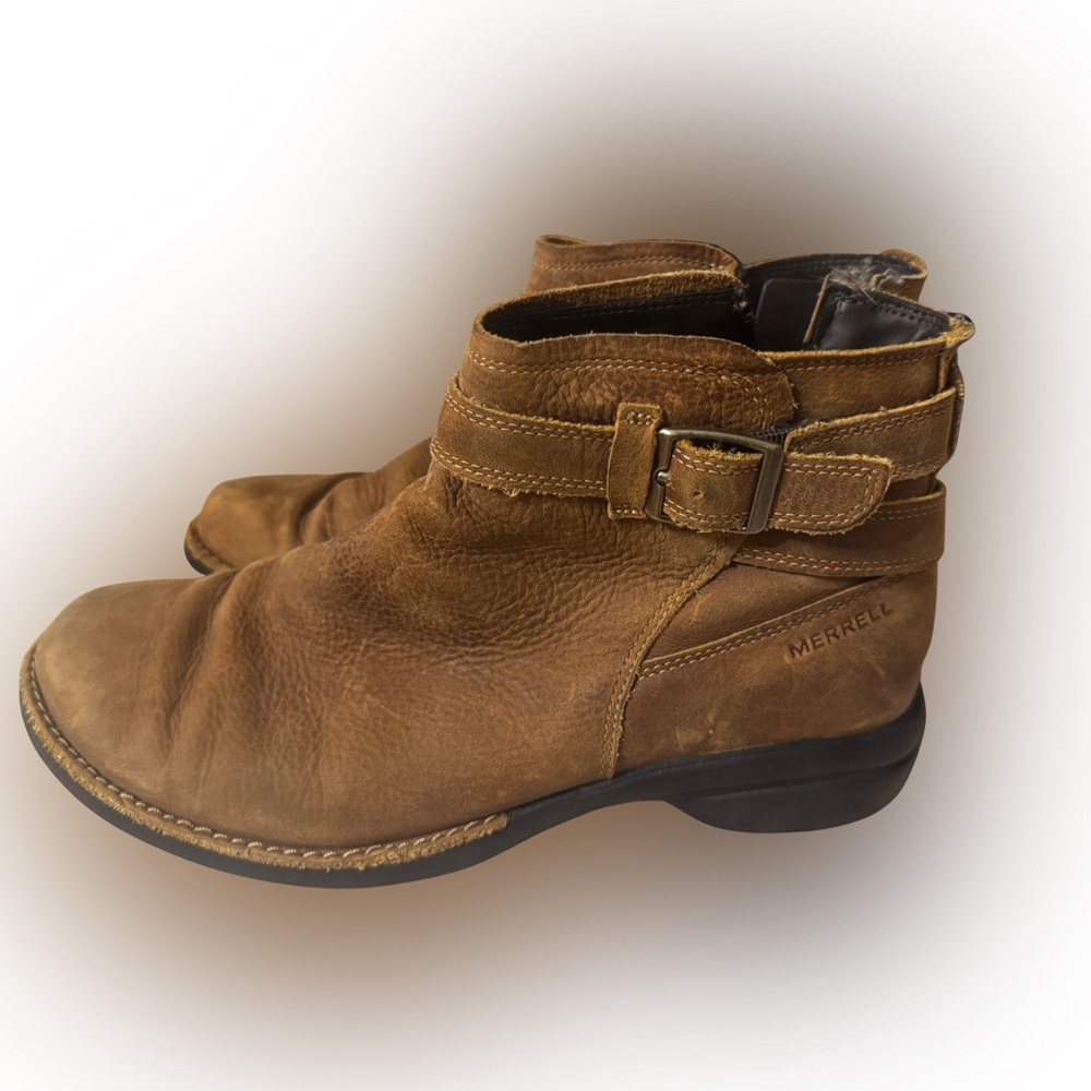 Merrell Andover Bluff Women’s Leather Ankle Boots Brown Size 8.5 Waterproof